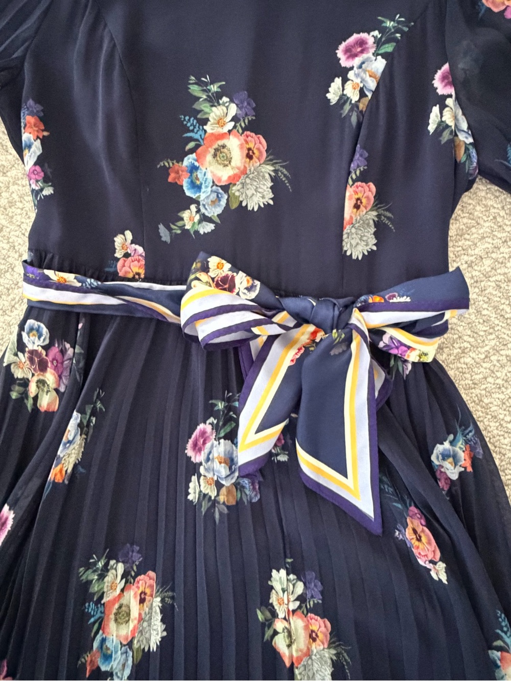 Zimmermann Navy Floral Pleated Maxi Dress with Long Sleeves - Picture 10 of 10